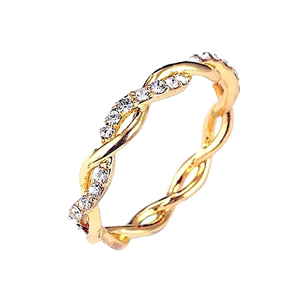 NEW 14k Gold Plated S925‎ Simulated Diamond Eternity Stacking Band Ring, Size 7